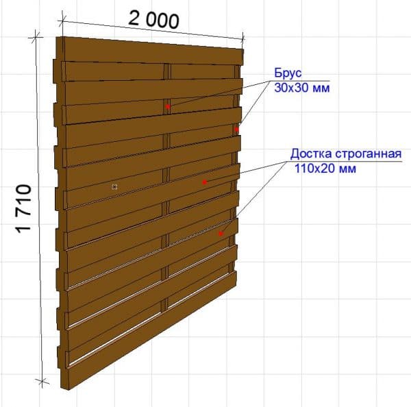 Деревянный забор «Шахматка-2»  1.7х2.0
